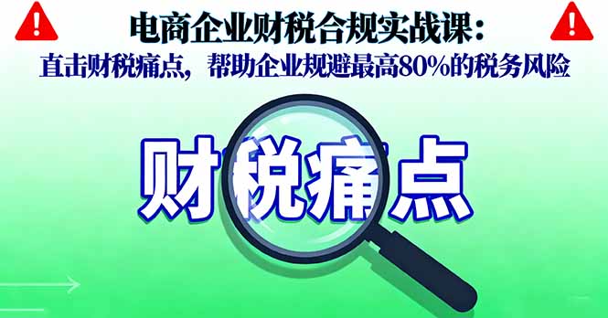 电商企业财税合规实战课,直击财税痛点,帮助企业规避最高80%的税务风险-创新社-资源网-最新项目分享网站