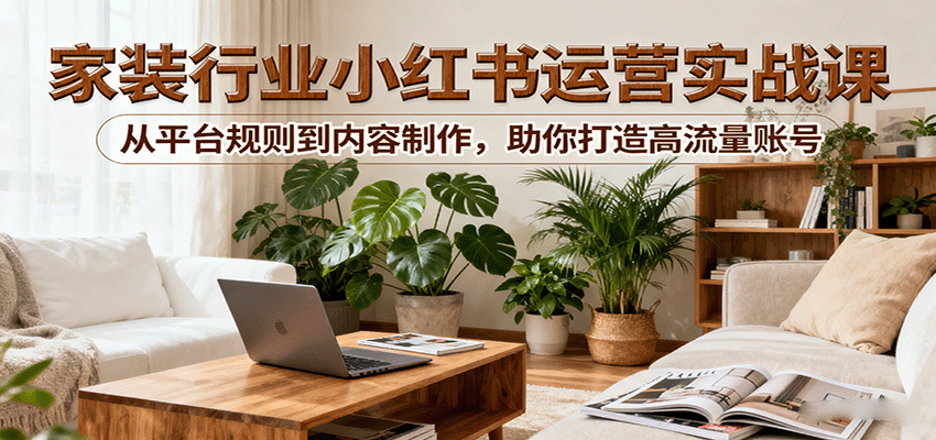 小红书家装行业运营实战课：从平台规则到内容制作，助你打造高流量账号-创新社-资源网-最新项目分享网站