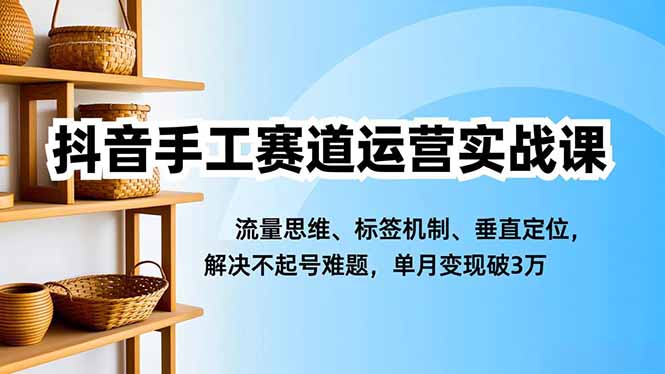 抖音手工赛道运营实战课,流量思维、标签机制、垂直定位,解决不起号难题,单月变现破3万-创新社-资源网-最新项目分享网站