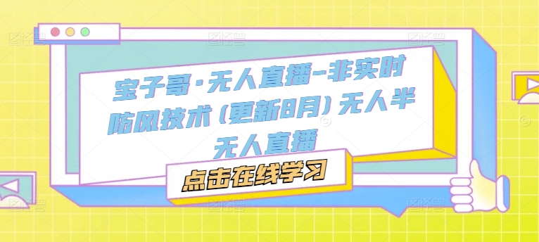 宝子哥·无人直播-非实时防风技术(更新25年6月)无人半无人直播-创新社-资源网-最新项目分享网站