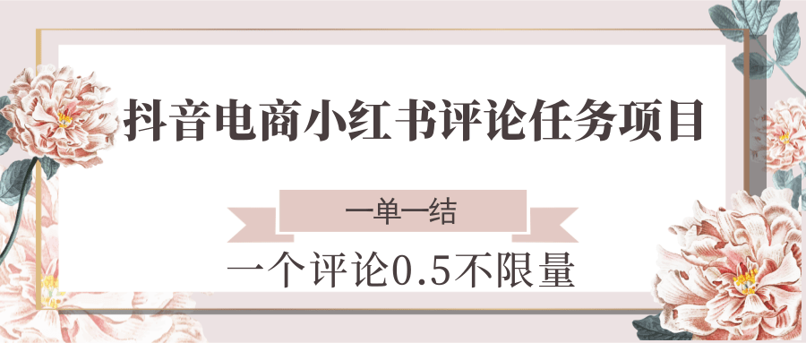 抖音电商小红书评论任务项目，一个评论0.5，一单一结 不限量-创新社-资源网-最新项目分享网站
