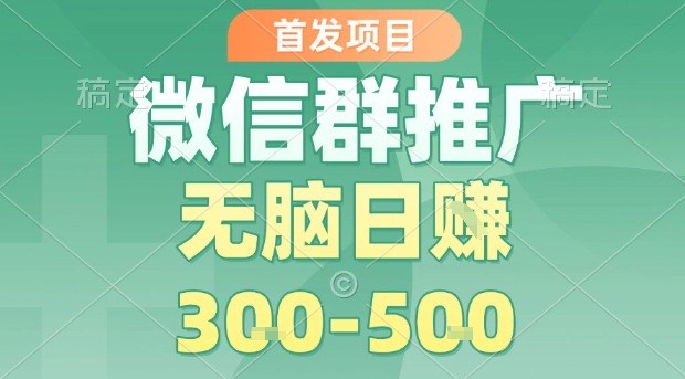 首发项目，微信群推广，一天15单，每单利润10米，无脑日入3-5张【揭秘】-创新社-资源网-最新项目分享网站