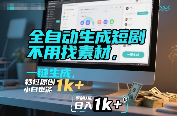 全自动生成短剧，不用找素材，不用剪辑，一键生成，秒过原创，小白也能轻松日入1k+【揭秘】-创新社-资源网-最新项目分享网站