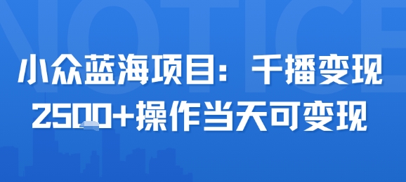 小众蓝海项目，千播变现2.5k+操作当天可变现-创新社-资源网-最新项目分享网站
