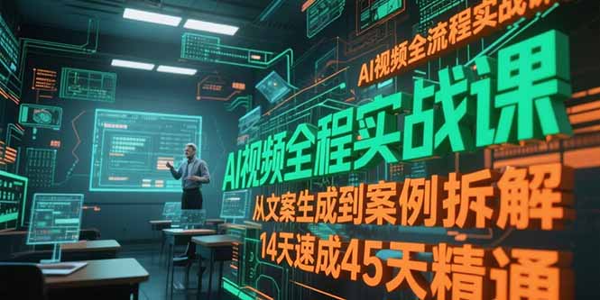 AI视频全流程实战课，从文案生成到案例拆解，14天速成45天精通-创新社-资源网-最新项目分享网站