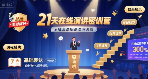 21天在线演讲密训营，王牌演讲招商课程系统-创新社-资源网-最新项目分享网站