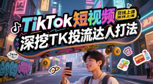 TikTok短视频带货线上课，深挖TK投流达人打法-创新社-资源网-最新项目分享网站