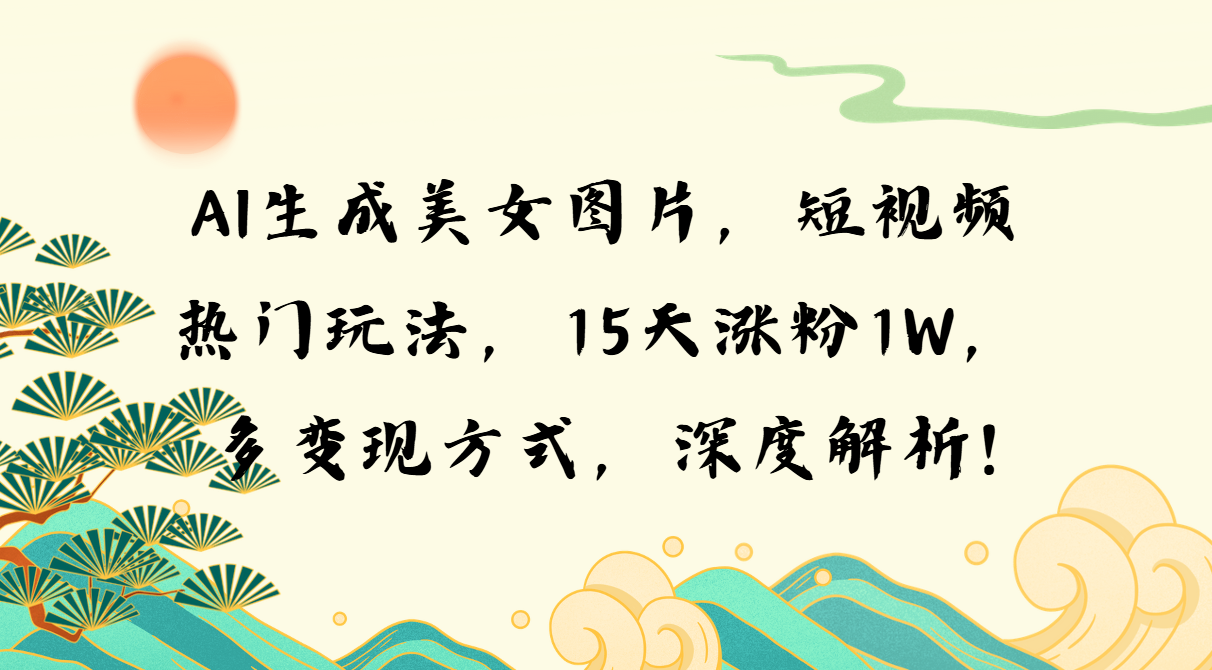 AI生成美女图片，短视频热门玩法，15天涨粉1W，多变现方式，深度解析!-非凡网-资源网-最新项目分享平台