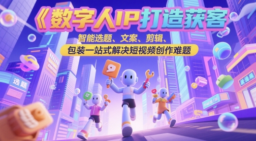 数字人IP打造获客变现实操课，智能选题、文案、剪辑、包装一站式解决短视频创作难题-创新社-资源网-最新项目分享网站