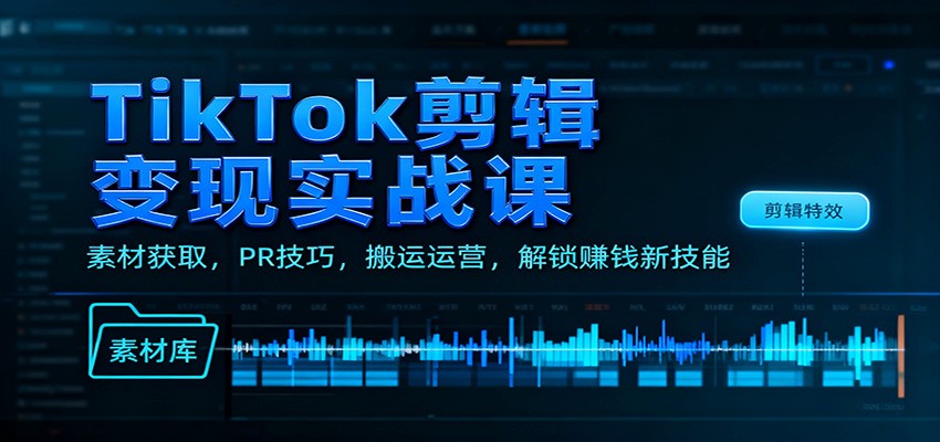 TikTok剪辑变现实战课:素材获取,PR技巧,搬运运营,解锁赚钱新技能-创新社-资源网-最新项目分享网站
