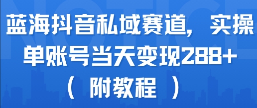 蓝海抖音私域赛道，实操单账号当天变现288+(附教程)-创新社-资源网-最新项目分享网站
