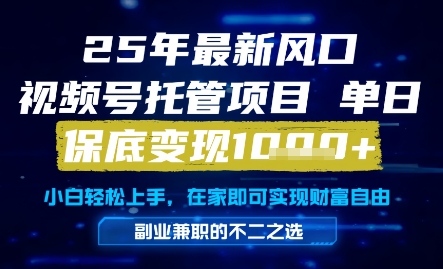 25年最新风口，视频号托管项目，单日保底变现1k+，手把手教学【揭秘】-创新社-资源网-最新项目分享网站