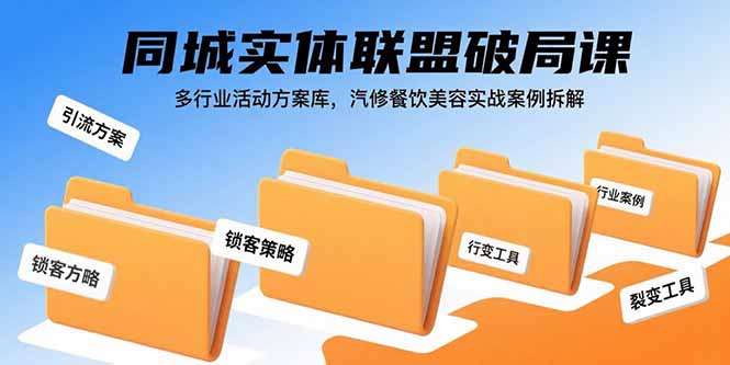 同城实体联盟破局课，多行业活动方案库，汽修餐饮美容实战案例拆解-创新社-资源网-最新项目分享网站