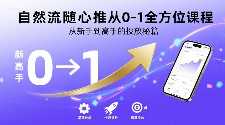 自然流随心推从0-1全方位课程，从新手到高手的投放秘籍-创新社-资源网-最新项目分享网站