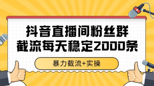 抖音直播间粉丝群暴力截流，一台电脑每天稳定2000条数据【揭秘】-创新社-资源网-最新项目分享网站