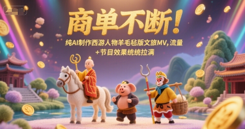 商单不断！纯AI制作西游人物羊毛毡版文旅MV，流量+节目效果统统拉满-创新社-资源网-最新项目分享网站