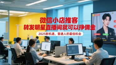 微信小店推客，转发明星直播间就可以挣佣金，2025新机遇，普通人的最佳机会-创新社-资源网-最新项目分享网站