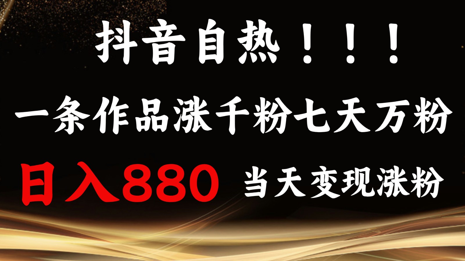 抖音小红书自热，一条作品1000粉，7天万粉，单日变现880收益-创新社-资源网-最新项目分享网站