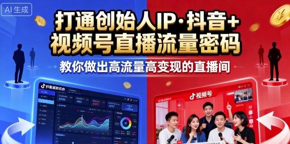 25年直播9-10两期线下课，打通创始人IP，抖音+视频号直播流量密码，教你做出高流量高变现的直播间-创新社-资源网-最新项目分享网站