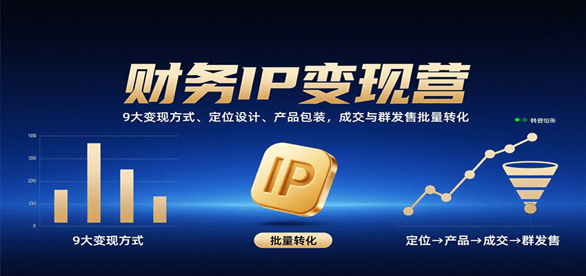 财务IP变现营：9大变现方式、定位设计、产品包装，成交与群发售批量转化-创新社-资源网-最新项目分享网站