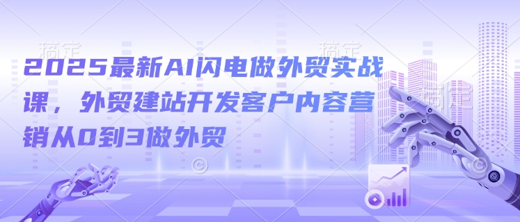 2025最新AI闪电做外贸实战课，外贸建站开发客户内容营销从0到3做外贸-创新社-资源网-最新项目分享网站