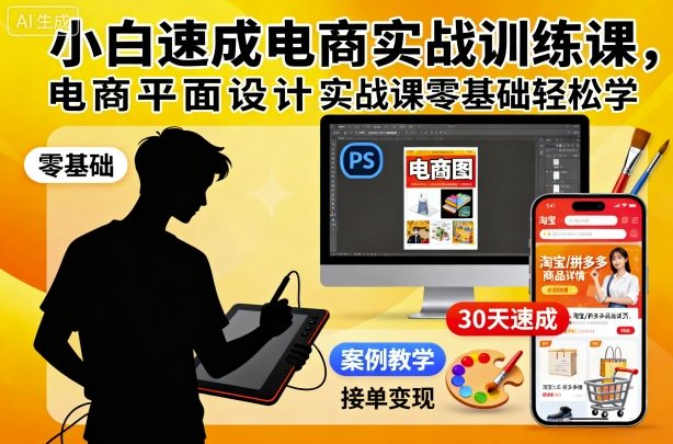 小白速成电商实战训练课，电商平面设计实战课零基础轻松学-创新社-资源网-最新项目分享网站