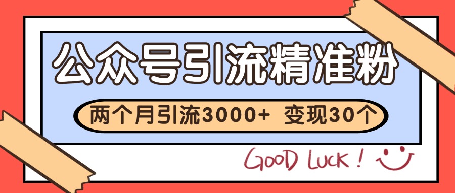 公众号精准粉引流玩法 2个月3000+精准粉 变现30万+-创新社-资源网-最新项目分享网站