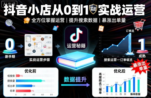 抖音小店从0到1实战运营，帮你全方位掌握小店运营，提升搜索数据与出单量-创新社-资源网-最新项目分享网站