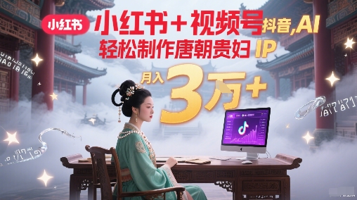 小红书+视频号+抖音，AI轻松制作唐朝贵妇IP，每天30分钟，轻松产出N条，月入3W+-创新社-资源网-最新项目分享网站