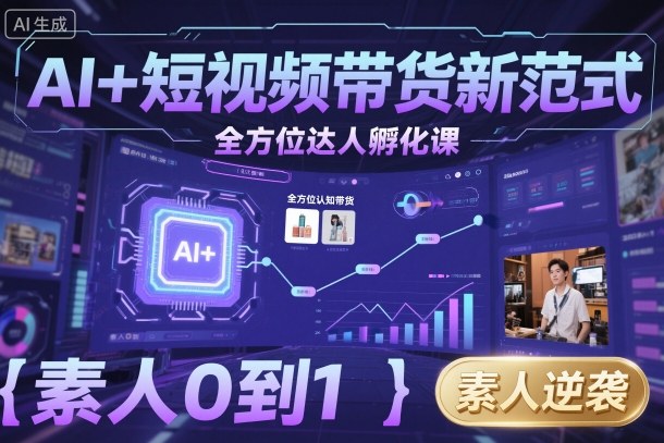 AI+短视频带货新范式全方位达人孵化课,素人也可以从0到1,全方位认知短视频带货-创新社-资源网-最新项目分享网站