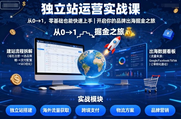 独立站运营实战课，​从0到1，零基础也能快速上手，开启你的品牌出海掘金之旅-创新社-资源网-最新项目分享网站