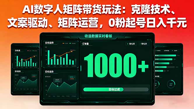 AI数字人矩阵带货玩法：克隆技术、文案驱动、矩阵运营，0粉起号日入千元-创新社-资源网-最新项目分享网站