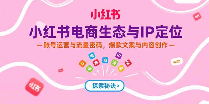 小红书电商生态与IP定位，账号运营与流量密码，爆款文案与内容创作-创新社-资源网-最新项目分享网站