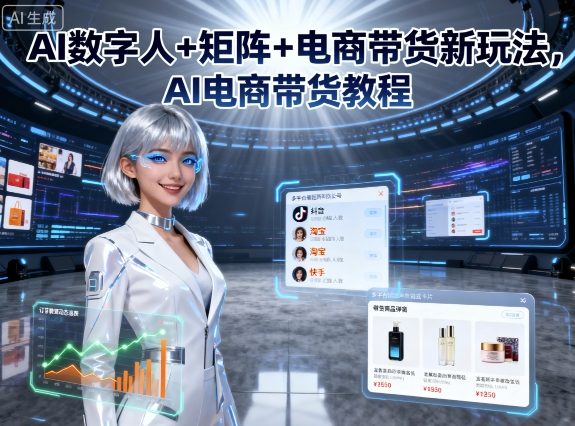 AI数字人+矩阵+电商带货新玩法，AI电商带货教程-创新社-资源网-最新项目分享网站