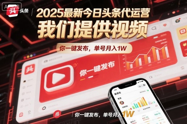 2025最新今日头条代运营，我们提供视频，你一键发布，单号月入1W【揭秘】-创新社-资源网-最新项目分享网站
