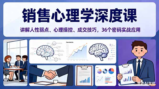 销售心理学深度课，讲解人性弱点、心理操控、成交技巧，36个密码实战应用-创新社-资源网-最新项目分享网站