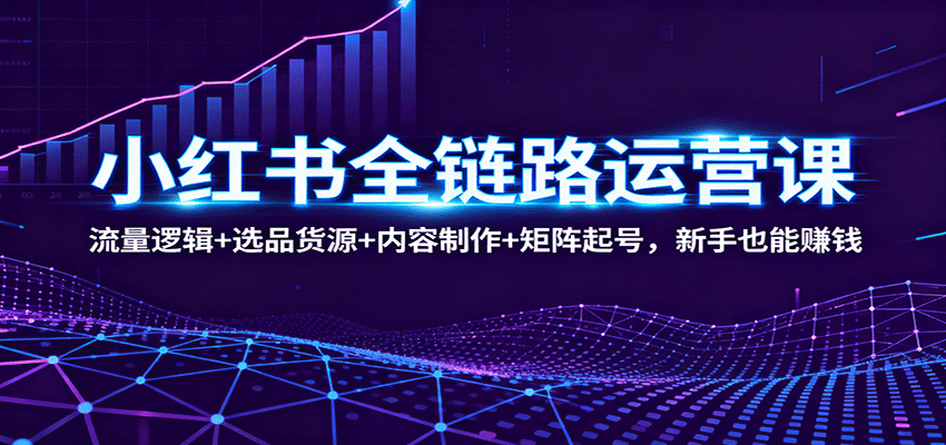 小红书全链路运营课:流量逻辑+选品货源+内容制作+矩阵起号,新手也能赚钱-创新社-资源网-最新项目分享网站