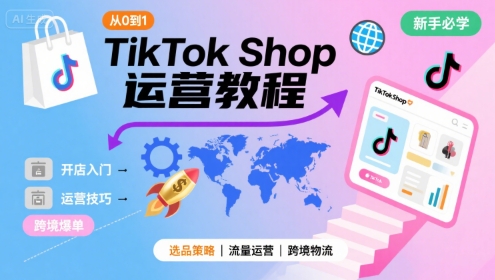 TikTok Shop从0到1运营教程，TikTok跨境电商新手必学课程-创新社-资源网-最新项目分享网站