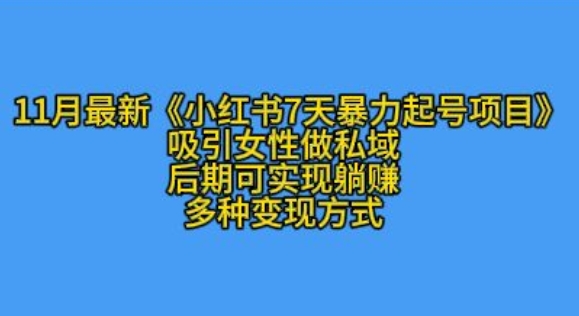 K总部落11月最新小红书7天暴力起号项目，吸引女性做私域【揭秘】-创新社-资源网-最新项目分享网站