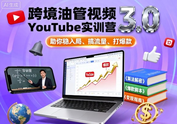 跨境油管视频YouTube实训营3.0，助你稳入局、搞流量、打爆款-创新社-资源网-最新项目分享网站