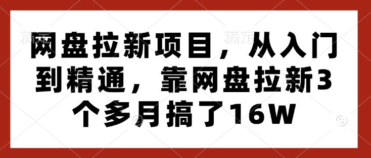 网盘拉新项目，从入门到精通，靠网盘拉新3个多月搞了16W-创新社-资源网-最新项目分享网站