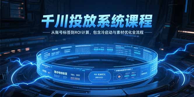 千川投放系统课程，从账号标签到ROI计算，包含冷启动与素材优化全流程-创新社-资源网-最新项目分享网站