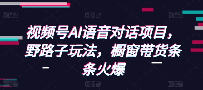 视频号AI语音对话项目，野路子玩法，橱窗带货条条火爆-创新社-资源网-最新项目分享网站