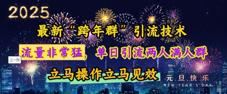 最新“跨年群”引流，流量非常猛，单日引流两人满人群，立马操作立马见效【揭秘】-创新社-资源网-最新项目分享网站