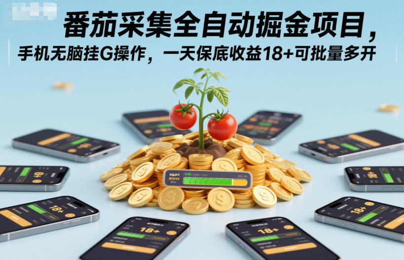 番茄采集全自动掘金项目,手机无脑挂G操作,一天保底收益18+可批量多开【揭秘】-创新社-资源网-最新项目分享网站