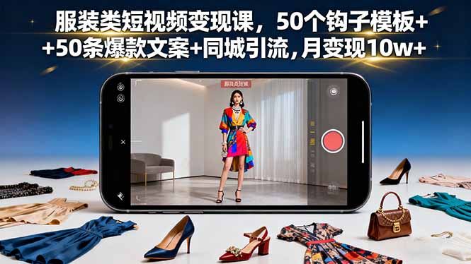 服装类短视频变现课,50个钩子模板+50条爆款文案+同城引流,月变现10w+-创新社-资源网-最新项目分享网站
