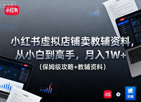 小红书虚拟店铺卖教辅资料,从小白到高手,月入1W+(保姆级攻略+教辅资料)-创新社-资源网-最新项目分享网站