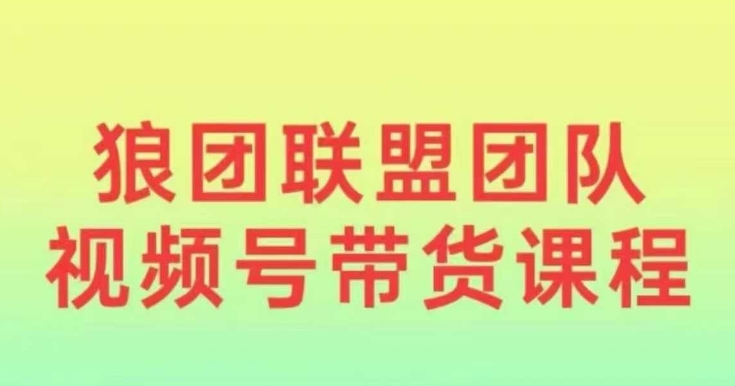 狼团联盟2024视频号带货，0基础小白快速入局视频号-创新社-资源网-最新项目分享网站