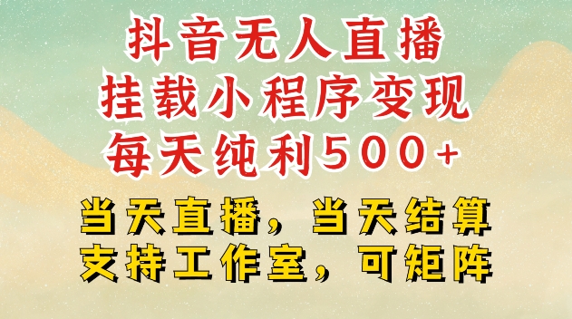 抖音无人直播挂载小程序变现每天纯利500+当天直播，当天结算支持工作室，可矩阵【揭秘】-非凡网-资源网-最新项目分享平台