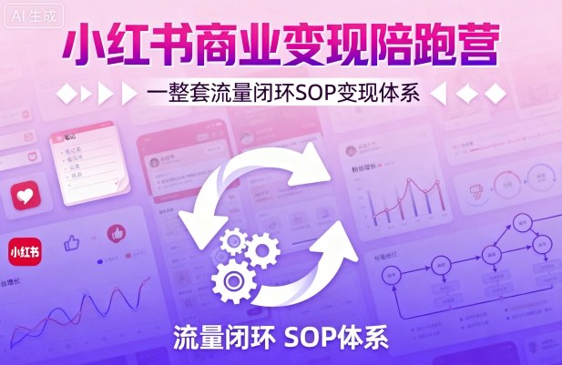 小红书商业变现陪跑营，轻IP矩阵 私域获客 聚光投流，一整套流量闭环SOP变现体系-创新社-资源网-最新项目分享网站